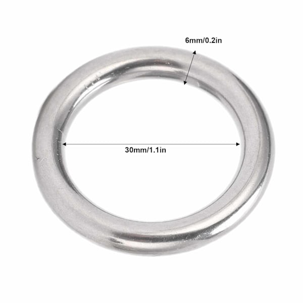 5 st båtrunda ringar i rostfritt stål 304 sömlöst svetsade O-typ hängande ring för hängmatta Yoga6 X 30mm