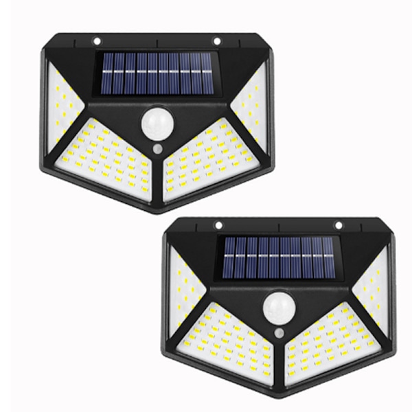 Solarlampor Utomhus, Bred Belysningsvinkel Med Super Stark 100 Led Solar Vägglampa, Känslig Pir Rörelsesensor, 3 Belysningslägen, Ip65