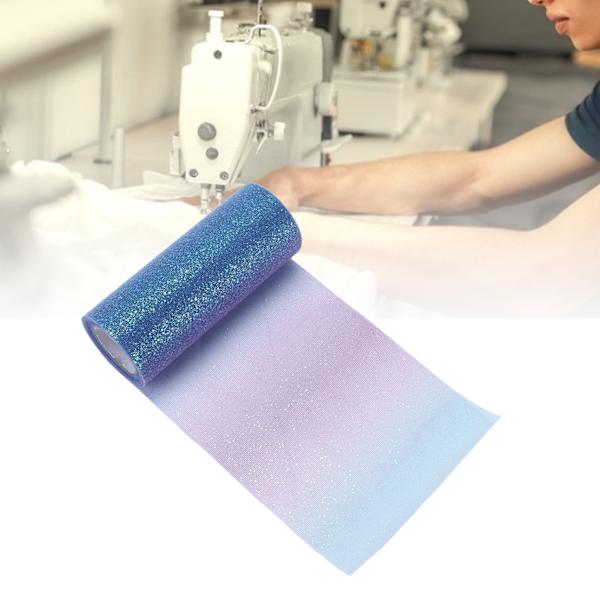 Regnbågsglitter Tyll Lång Flexibel Utsökt Praktisk Bred Applikation Bländande Tyll för Bröllopsfest Gradient Blå