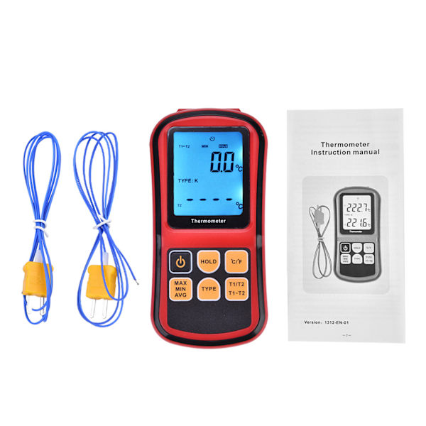 GM1312 Digital Termometer Dubbelkanal LCD-display Temperaturmätare