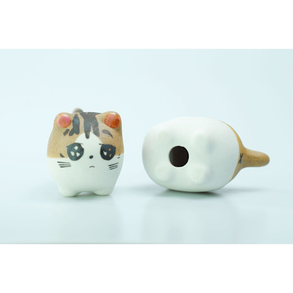 Original Design Handgjorda Mini Söta Tecknade Keramik Succulent Krukor Planteringskärl Katt, med Dräneringshål, Blomkruka, Keramiska Prydnader Kattgåvor för Katt