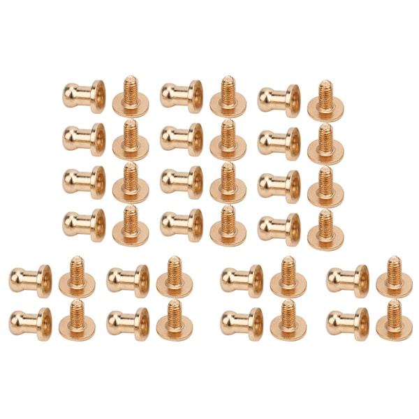 20 set skruvspik nitar koppar runt huvud stift fläck skruvback för armband väska kläder skor bälte dekoration guld