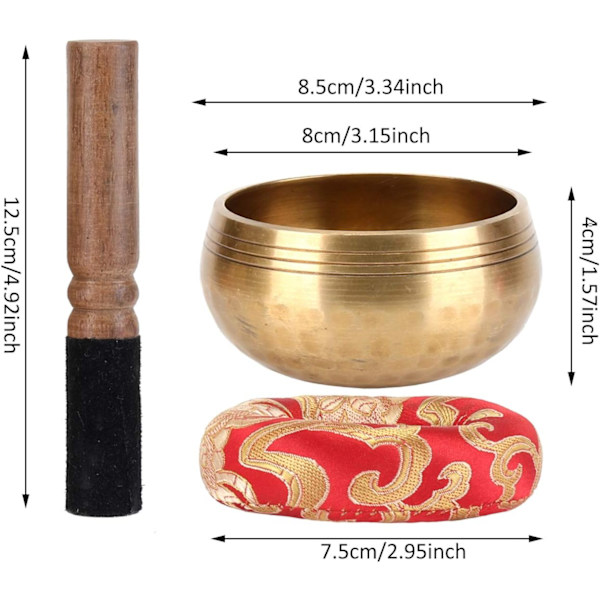 Original tibetansk sjungskål, handgjord sjungskål, sjungskål set med läderklubba och sjungskål kudde, sjungskål för yoga, recitering
