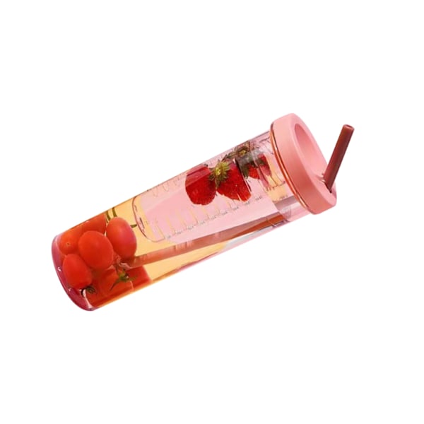 700 ml halmkopp transparent plastvattenflaska med halm bärbar juicekopp dricksflaska rosa