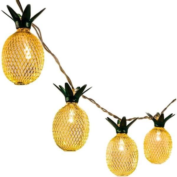 15ft 30 LED Ananas Ljusslinga, Fe Ljusslinga Batteridriven för Uteplats Hem Bröllop Fest Sovrum Födelsedag Dekoration
