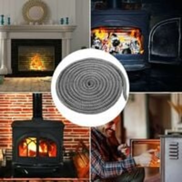 Flätat insats- och spispackning, 10 mm x 4 m grafitimpregnerad glasfiberpackning skorstensförseglingsrep ersättning för eldstäder vedeldade spisar