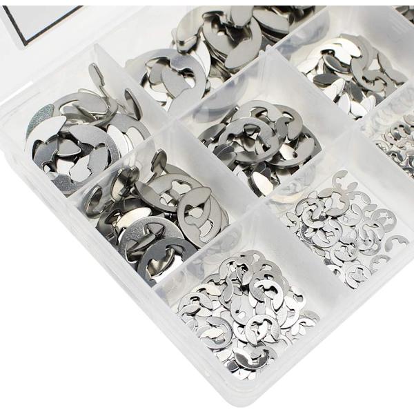 400 stycken extern snapringhållare kit rostfritt stål intern circlip ring 13 storlek M1.5 - M15 sortiment E-circlip ring kit med förvaringslåda