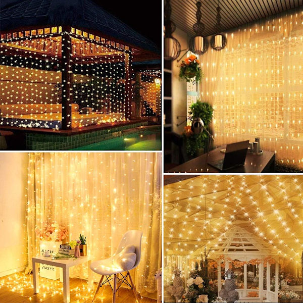 3M LED-ljusslinga, 8 belysningslägen, USB-driven, dekoration för inomhus och utomhus, rum, fönster, bröllop, födelsedag, fest, jul