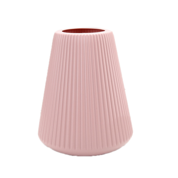 Vas Matt Keramisk Look Tjock Modern Minimalistisk Dekorativ Plastblomvas för Vardagsrum Sovrum Kontor 3516 Rosa