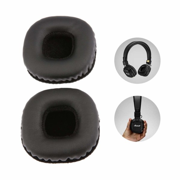 Ersättnings öronkuddar lämpliga för Marshall Mid Bluetooth on-ear hörlurar, 1 par svarta ersättningskuddar