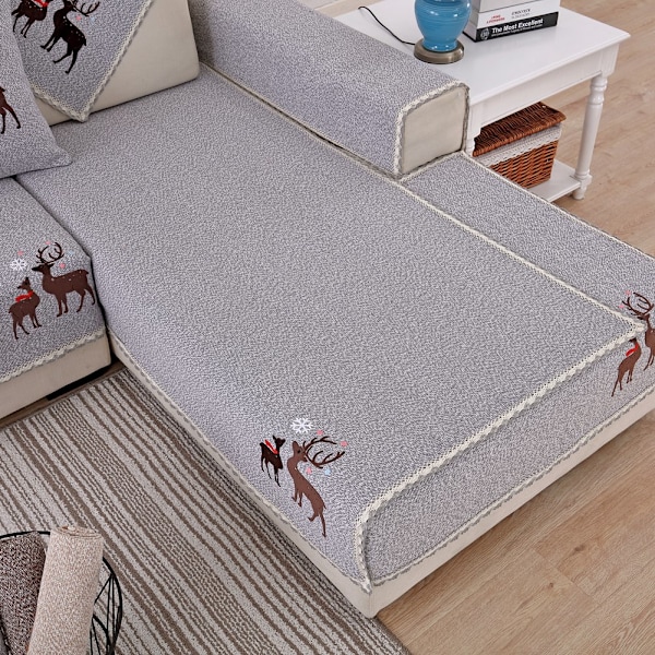 1 st Elk mönstrad soffskydd Dekorativt soffskydd för vardagsrum Grå (70*150CM)