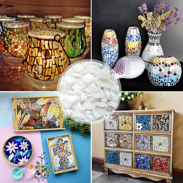 Om vikten av 1 kg mosaikfragment oregelbundet formade handgjorda hörnbitar glas blandade färgpartiklar