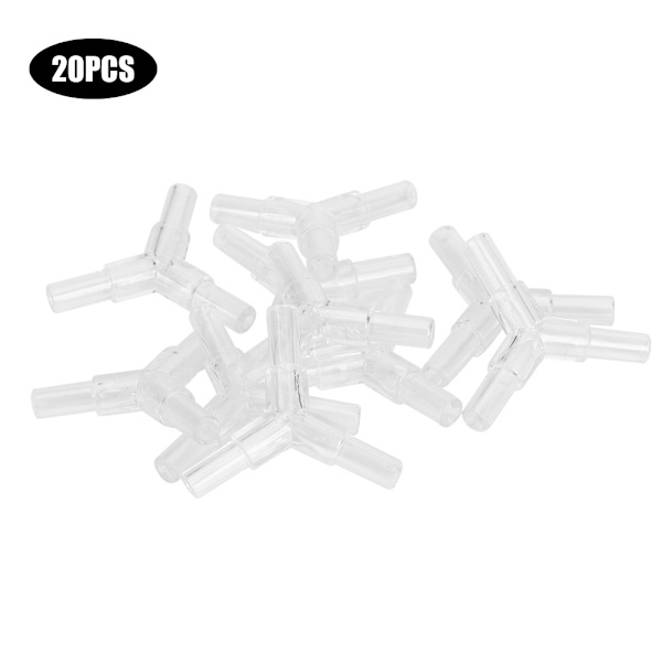20PCS Transparent Akryl 3 Vägs Fisk Tank Linje Rör Led Aquarium Y Form Luftpump Mjuk Rör Tee Anslutning