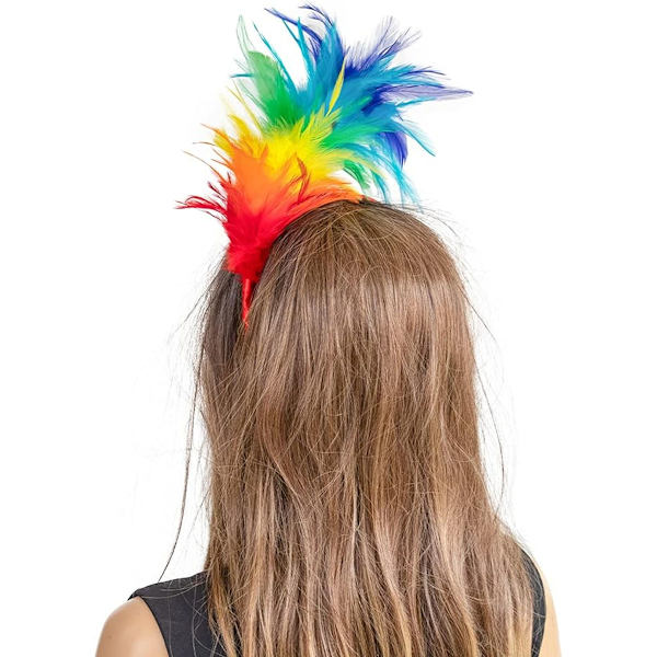 Dilunave Färgglad Fjäder Hårband Fascinator Hårband Cosplay Hårband Karneval Fest Hårprydnad Regnbåge Fjäder Hårband Fjäder Huvudbonad Kostym