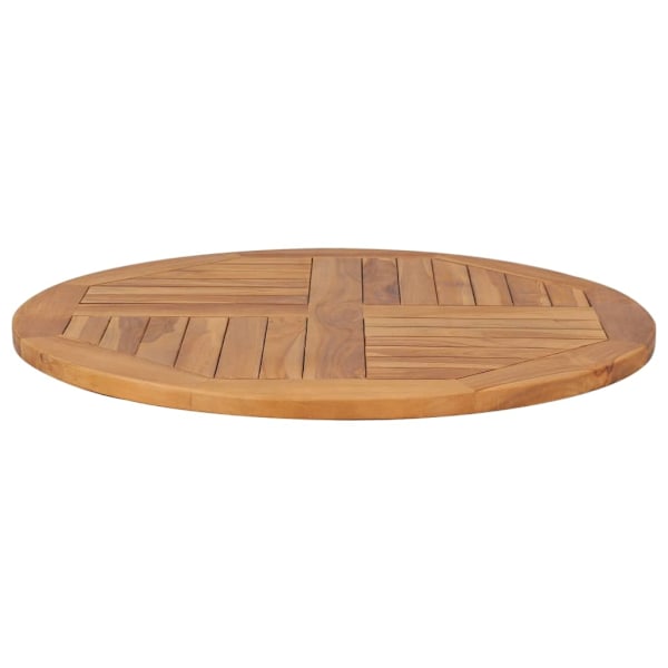 vidaXL Bordsskiva i massiv teak rund 2,5 cm 80 cm Brun