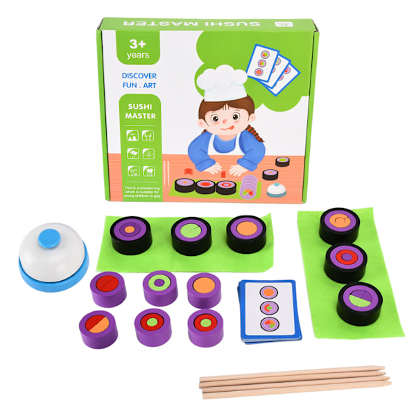 Sushi Byggklossar Trä Lekhus Leksaker Pedagogiska Tillbehör för Över 3 År ZM Sushi Master Spel