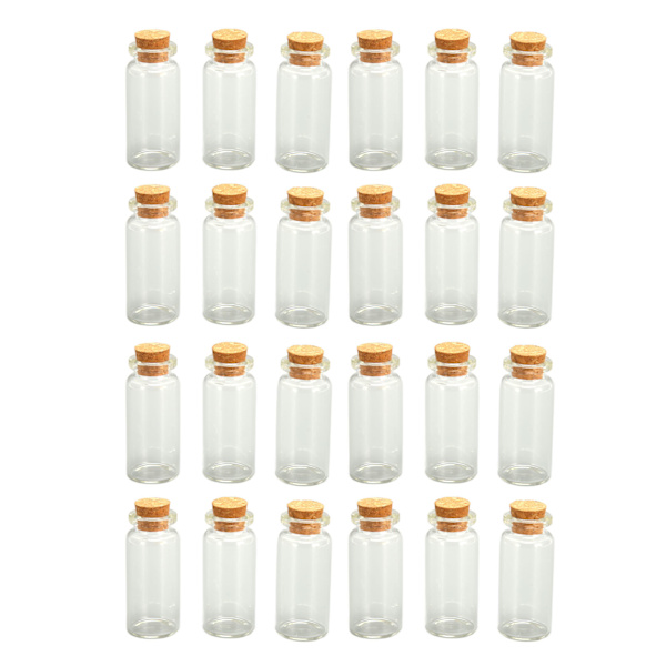 24 st 20 mm diameter glasdrivande flaska transparent önskeflaska mångsidig meddelandeflaska för bröllopsfest