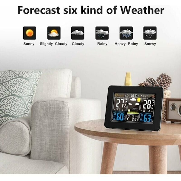 Precision Weather Observer, trådlös färgväderstation med fullfärg LCD-skärm, anpassade varningar och atomur med automatisk inställning, din personliga