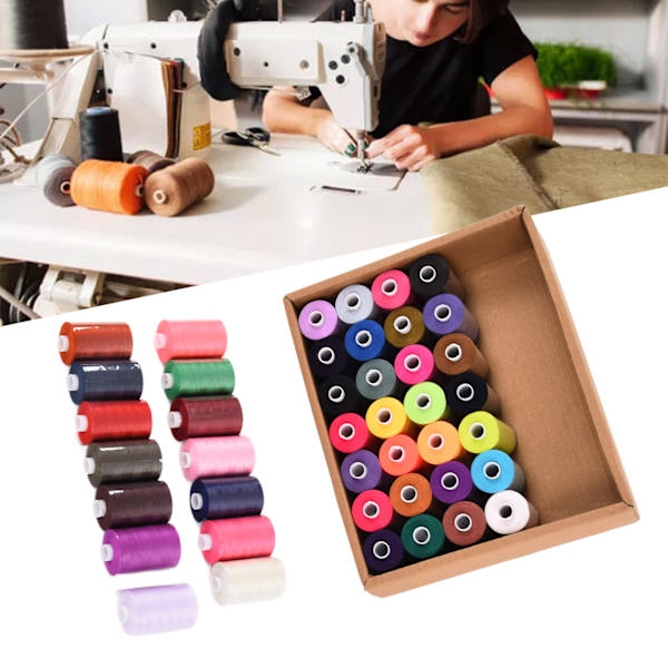 Sytrådssats Polyester 1000 Yards 42 Färger Hushåll DIY Broderispolar Kit