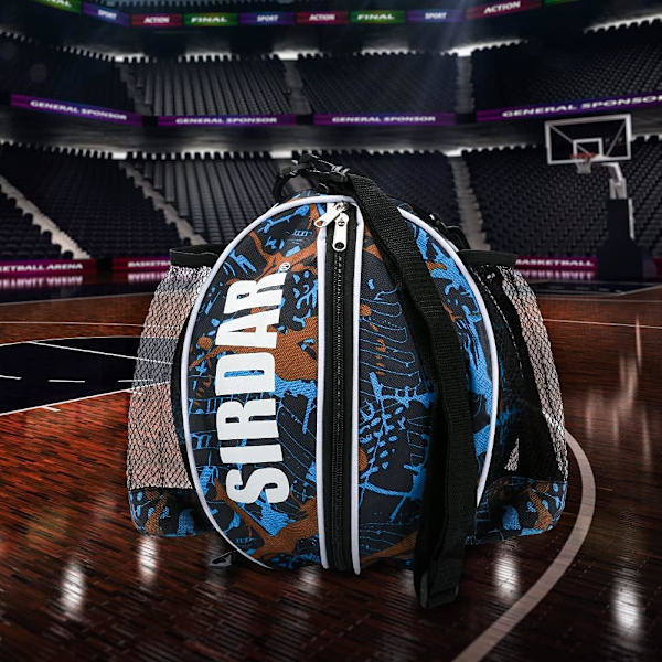 Basketbollryggsäck med bollpump 2 nålar, storlek 7/29,5\" basketbollväska med justerbar axelrem 2 sidofickor i mesh, sportutrustningsväska för