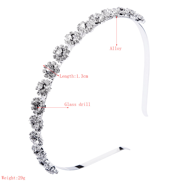 Elegant Bröllopstiara, Brudpannband med Strass för Speciella Tillfällen, Kristall Bröllopshuvudbonad med Klara Strass, Trendig Enkel