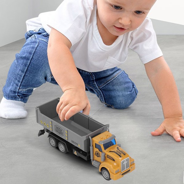 Dragbil i skala 1/48 med dragfunktion, levande pedagogisk, bekväm grepp, ABS-byggfordonsleksak för barn över 3 år (färglåda) lång huvud