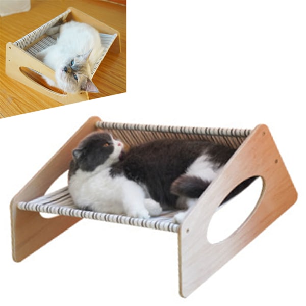 Kattbädd Hängmatta Medium Andningsbar Robust Linne Bekväm Upphöjd Kattbädd för Inomhus Randig