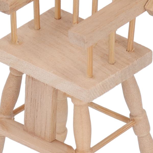 1/12 Dockhus Baby Matstol Livslik Vikbar Miniatyr Möbel Modell Björk Trä Vacker Dockhus Dekoration