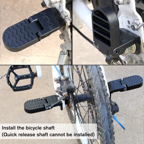 1 par 10 mm bakre pedaler med hopfällbar halkfri U-spår för baksätes mountainbike eller elcykel
