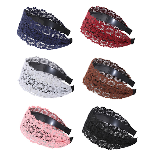 Unik ihålig design, bekväm att bära hela dagen, mode-hårband med spets, ventilerande formad mesh-innerfoder, elegant broderad blomdesign för