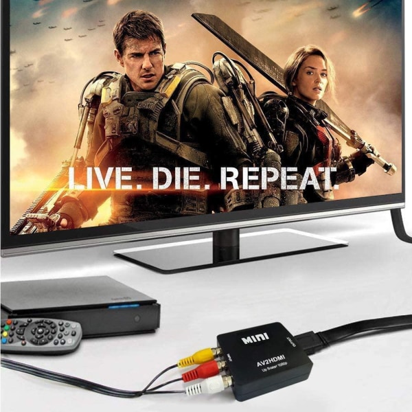 RCA till HDMI-adapter, 1080P AV till HDMI videoljudkonverterare, mini-RCA komposit CVBS AV till HDMI-omvandlare, PAL/NTSC-stöd, med