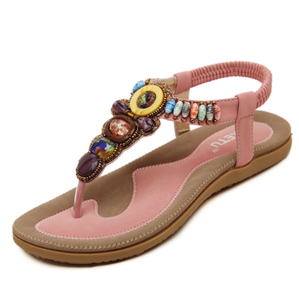 Sandaler dam sommar bohemiska strass platta sandaler tå separator skor