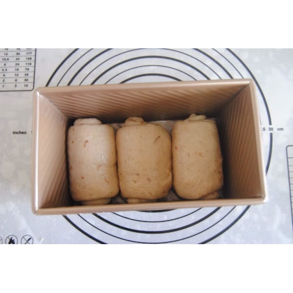 Brödform med lock för korrugerat bröd med lock 450g guldlegering (21,5 x 12,3 x 11,4 cm)