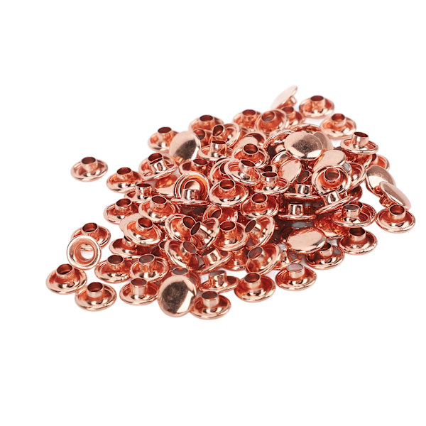 100 set metallnitar rosguld stark glans hög hårdhet metall lädernitar för DIY läderhantverk bälten 8x8mm