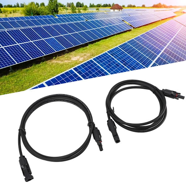2 st Solpanel Förlängningskabel med Hona och Hane Kontakt 2m 4.0mm² PV Förlängningskabel Trådadapter för Hem Butik Husbil 1000V