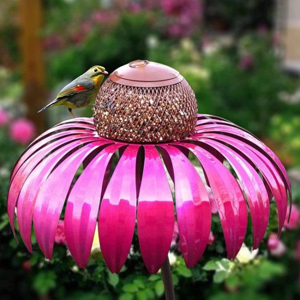 Hummingbird Feeder, Garden Art Metal Birdfeeder för utomhusbruk, Röd