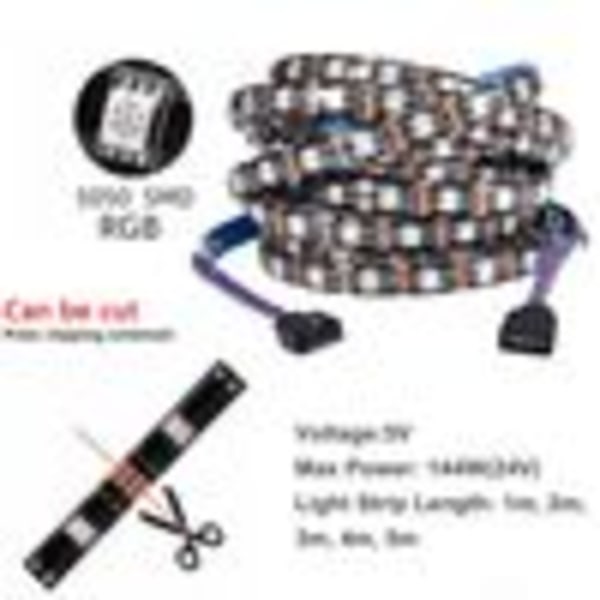 Smart Bluetooth LED-remsa RGB 60 lysdioder/m Vattentät USB-musiksynkroniseringsljusremsa TV-bakgrundsbelysningsremsa Ljusremsa, 5m