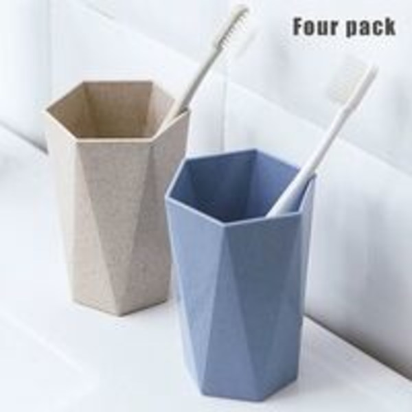 Set med 4 tandborsthållare - Geometrisk form - Värmebeständig - Tandborsthållare med halkfri struktur för rengöring