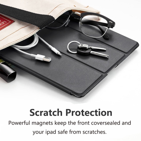 Smart Case för iPad Air 2, Smart Case Cover Genomskinlig Frostad Baksida Magnetiskt Fodral med Auto Sleep/Wake Funktion-svart