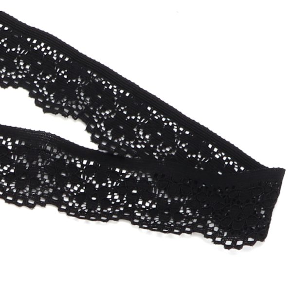 10 meter spetsband 2,5 cm bredd svart enkel sida vågig nylon för sömnadskorttillverkning