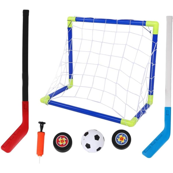 Bollset, 2 i 1 utomhus sport barn fotboll ishockey mål kit med bollar pump barn träningsleksaker för barn i åldrarna 3 +