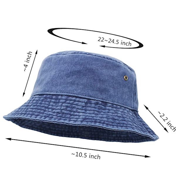 UltraKey Bucket Hat, Bred Brätte Tvättat Denim Bomull Utomhus Solhatt Flat Top Cap för Fiske Vandring Strandsporter