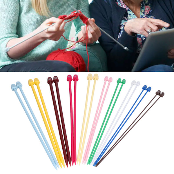 20 st stickor i flera färger, bärbara 27 cm stickor i plast för DIY-entusiaster