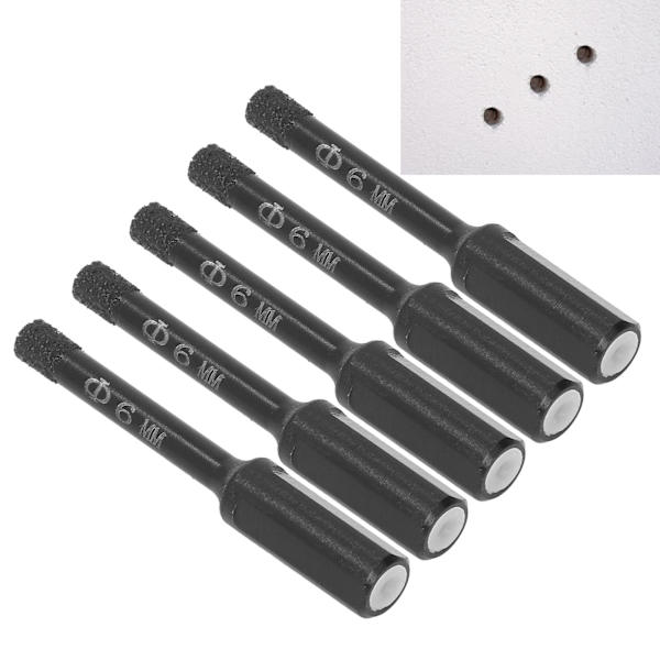 5 st Diamantborr Wet Dry Dubbel Användning Ren Effektiv Hålöppning Diamant Hålsåg Set för Tegel Glas Marmor 6mm