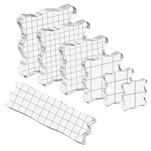 Akrylstämpelblockset, transparent, med rutnät, för scrapbooking