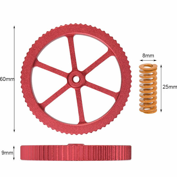 Sats med 4 creality aluminium-utjämningsmuttrar med 4 tryckfjädrar för varm bädd Ender 3/3 Pro, Ender 5/5 Plus / Pro, CR-10, CR10S / 10S Pro, CR 20