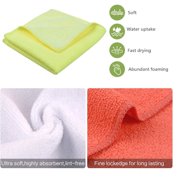 Hygienisk & Slitstark Rengöringsduk, Diskhanddukar för Kök, Absorberande & Repfri Mikrofiber, Snabbtorkande för Minskad Lukt, Återanvändbar för