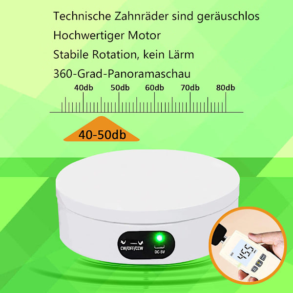 Elektrisk skivspelare, displaystativ elektriskt 360 graders skivspelare för fotografering, automatisk roterande plattform, 360 graders bilder, produktvisning,