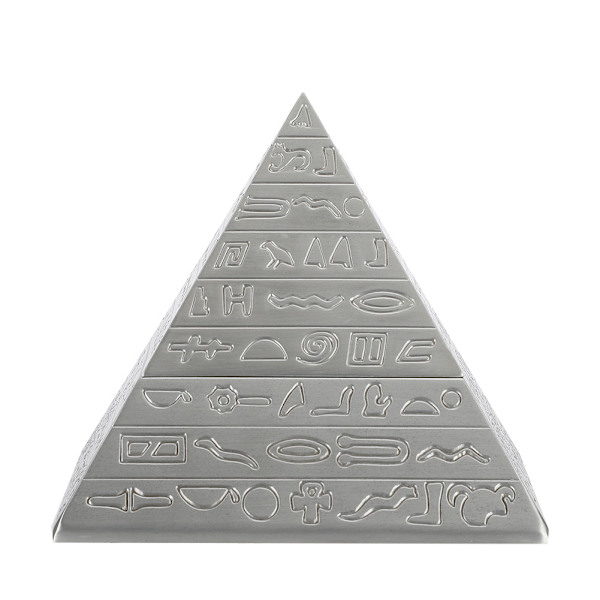 Metallisk askkopp med lock, retro kontorsdekorationer, rökpresent, egyptiska pyramider (antik tenn)