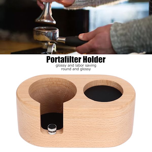 Kaffe Filter Tamper Hållare 58mm Bländare Kaffe Knock Box Trä Textur Trä Kaffe Tamping Station med halkfria fötter
